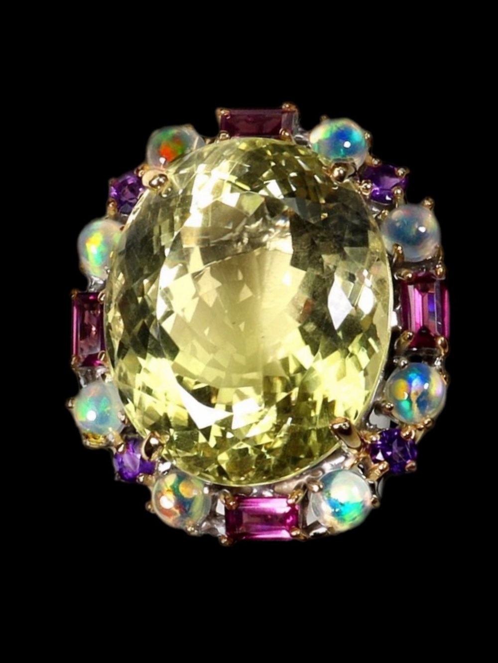 Unbelievable 53 CT Genuine Lemon Quartz with Fire Opals